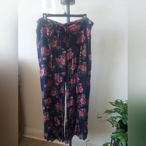 Navy blue and pink high waisted wide leg pants